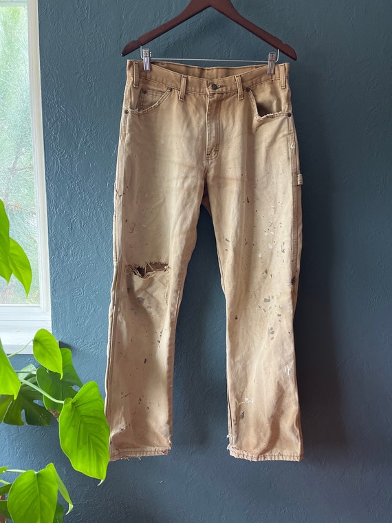 Vintage Distressed Dickies brown carpenter pants 3
