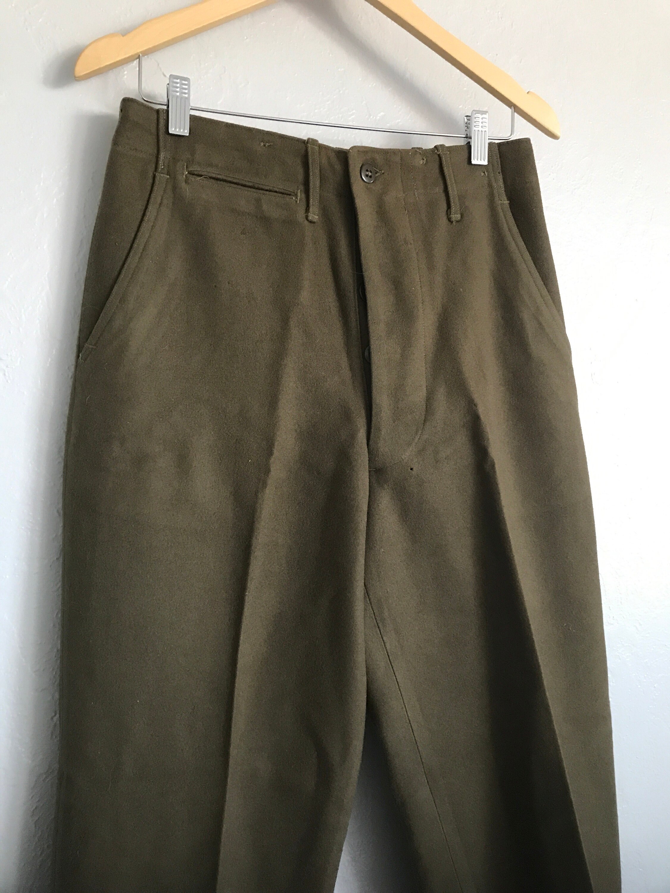 Vintage US Army Field Trousers Wool Serge 32x33 Dated 1945 大注目 Wool Serge Slacks Narrow & Jacket Check テーラードジャケット