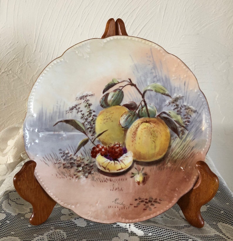 AKCD Antique dating 1900-1910. Pair of Lovely of Limoges Hand-Painted Porcelain Plates by Klingenberg and Dwenger France