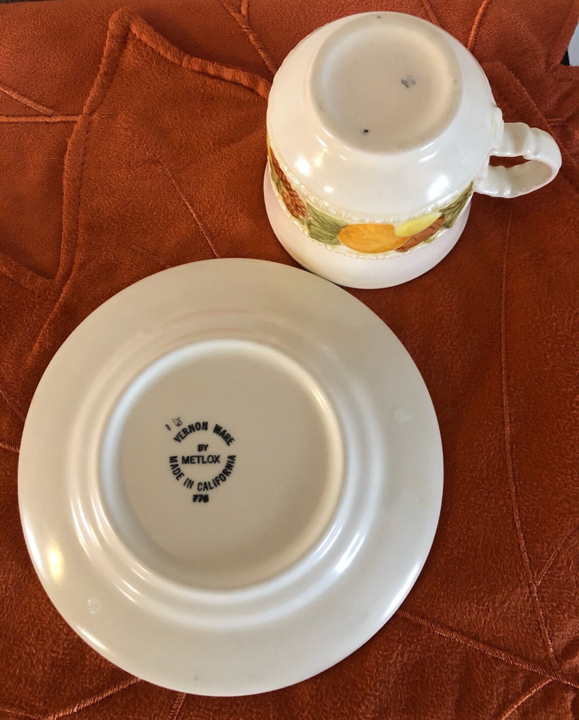 Metlox Vernonware Della Robbia Pattern Cups and Saucers Set Etsy