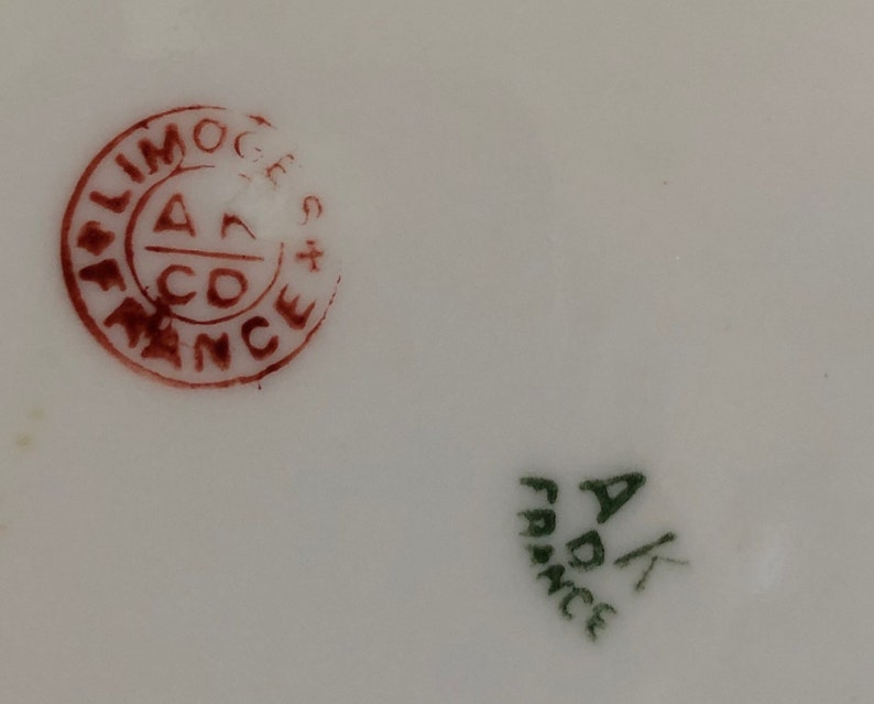 AKCD Antique dating 1900-1910. Pair of Lovely of Limoges Hand-Painted Porcelain Plates by Klingenberg and Dwenger France