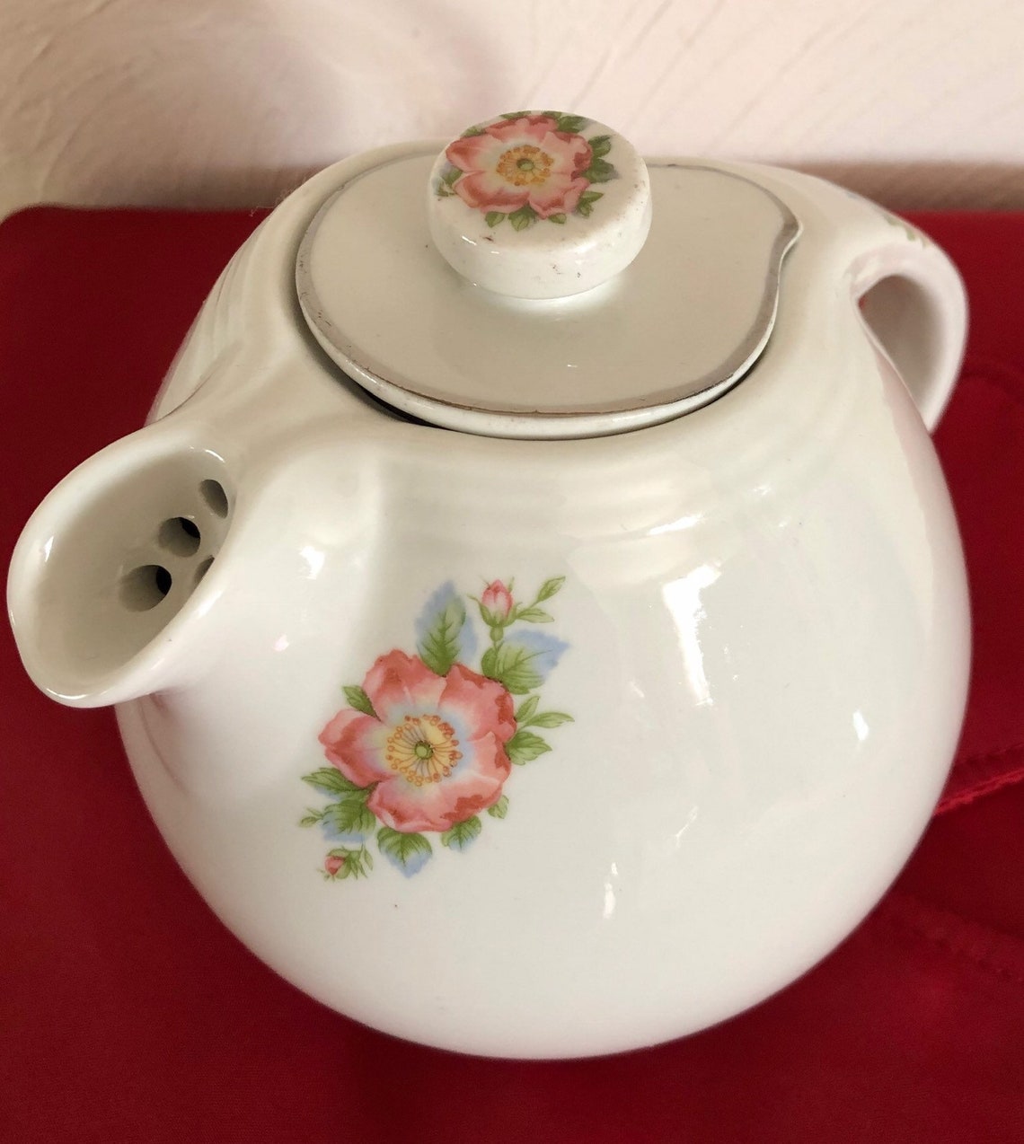 Hall's Superior Rose White Teapot 658 dated in the Etsy