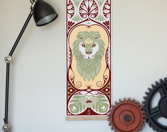 Leo Zodiac Art Nouveau Poster: Danish Design Lion Print