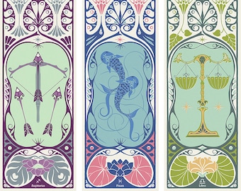 Zodiac poster "Sagittarius" sign - Art nouveau zodiac poster designed and made in Denmark, Scandinavia. Eco friendly + very personal gift.