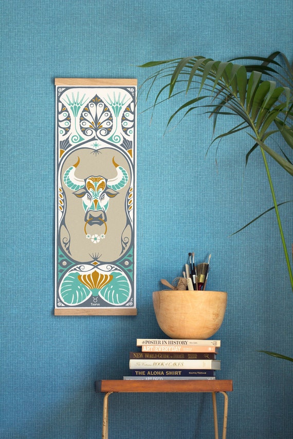 Zodiac TAURUS  - Art nouveau zodiac poster  - danish design poster - Environmentally friendly - Spiritual gift - quality poster from Denmark