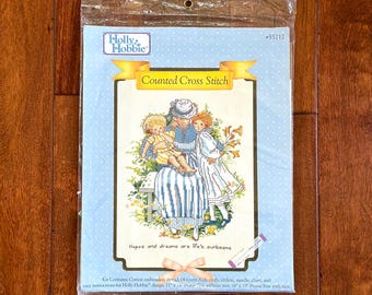 Vintage Holly Hobbie Counted Cross Stitch Kit #55212 Hopes And Dreams Are Life's Sunbeams Distlefink Designs Holly Hobbie Needle Craft Kit