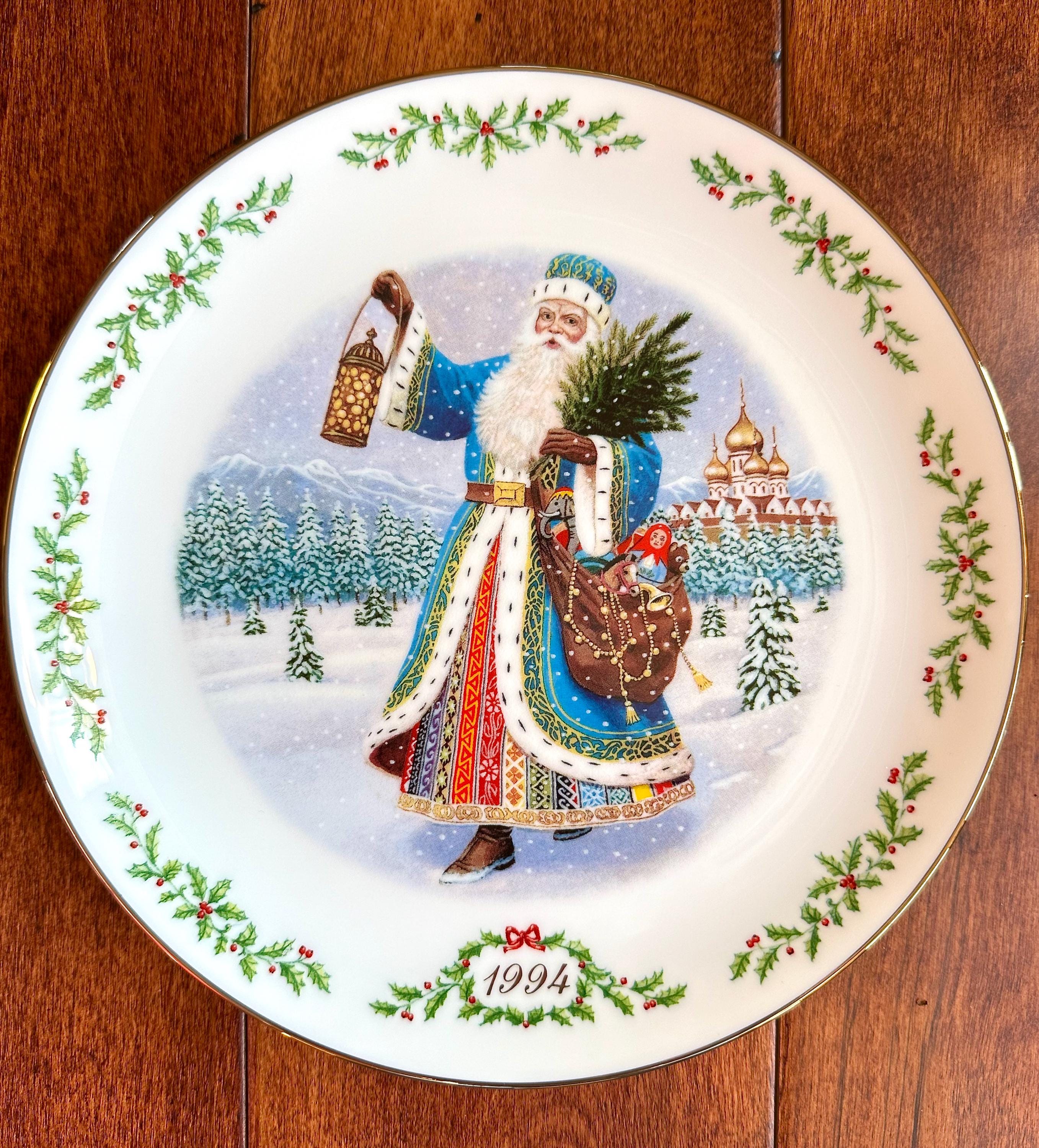  クリスマスプレート 1994年 Vintage Lenox 1994 Grandfather Frost International Victorian Santa