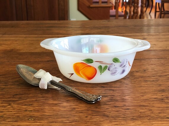 Vintage Anchor Hocking Fire-king Hand Painted Gay Fad Fruits