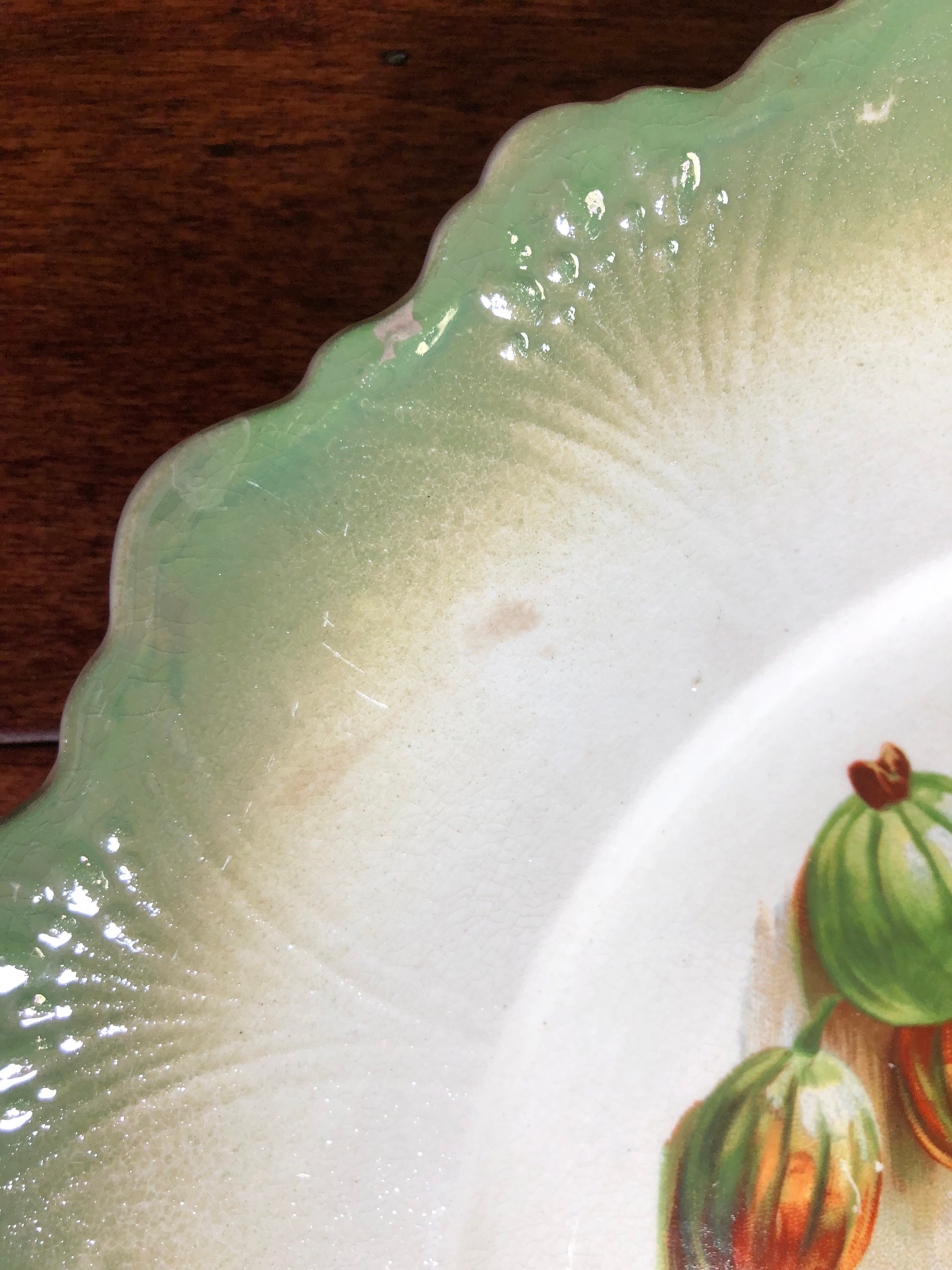 Antique Raspberry Motif Ceramic Dinner Plate Iridescent Green Border ...