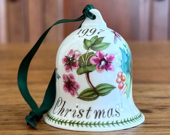 Vintage 1997 Portmeirion Botanic Garden Fine China Collector Christmas Bell Portmeirion Pimpernel Christmas Ornament Botanic Millennium Bell