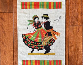 Folk Dance Embroidered Tea Towel Set of 2