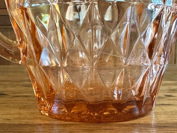 Vintage Jeannette Windsor Pink Depression Glass Pitcher With 4