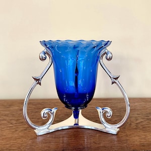 Vintage PartyLite Blue Soliloquy Candle Holder P7159 Vintage Cobalt Blue Glass Candle Holder Vintage PartyLite Blue Glass Lover Gift For Mom