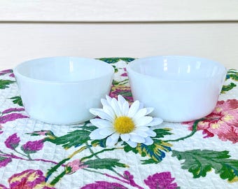 Vintage Anchor Hocking Fire-King White Milk Glass Custard Cups (Set of 2)