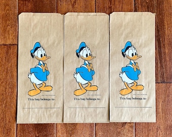 Vintage Set Of 3 Donald Duck Lunch Bags Collectible Walt Disney Donald Duck Paper Lunch Bag Carrousel Productions Donald Duck Memorabilia