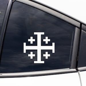 Jerusalem Cross Decal Sticker / Crusader Decal Sticker / Heraldic Cross Decal Sticker / Jerusalem Cross Bottle, Car, Laptop, Sticker Decal