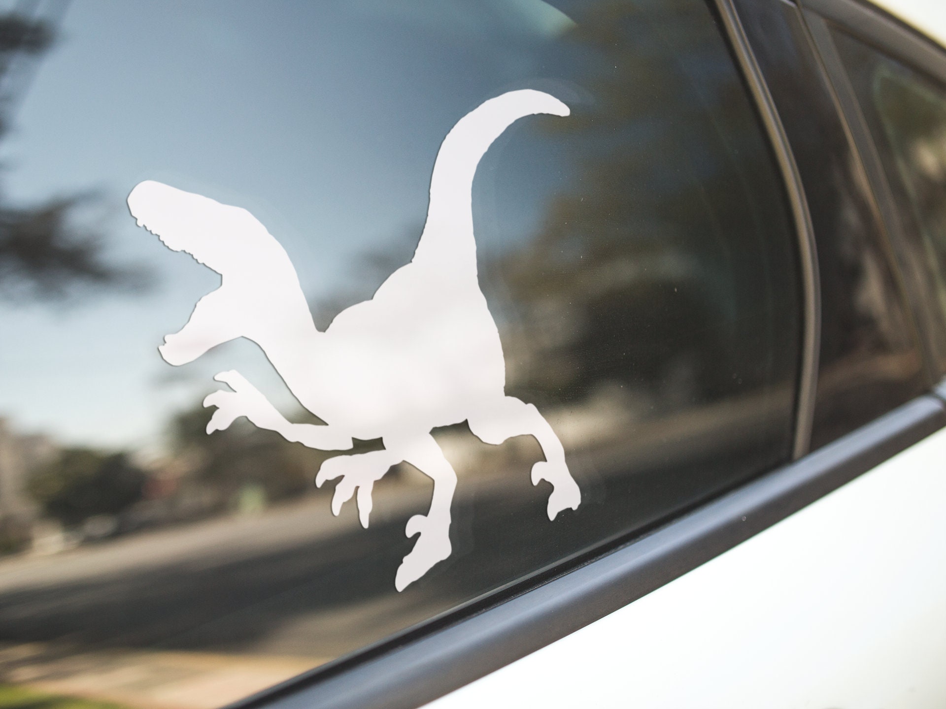 Velociraptor Die Cut Vinyl Decal Sticker - 4 To 21 Inches Wide - Jurassic Dinosaur - Multiple Colors