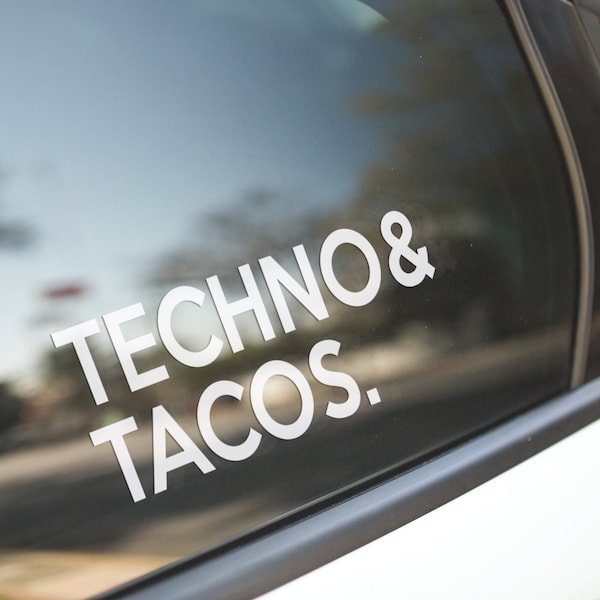 Techno Decal Sticker / Taco Decal Sticker / Techno Music / Taco Tuesday / Techno and Tacos / Bottle, Car, Laptop, Sticker Decal