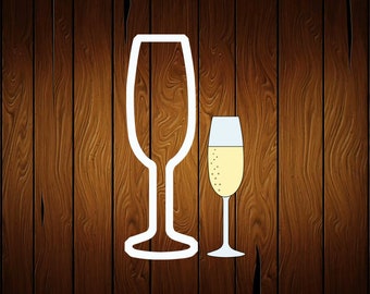 Champagne Glass Cookie Cutter - Champagne Flute Cookie Cutter - Champagne Gift - Anniversary Cookie Cutter - Wedding Cookie, Fondant Cutter