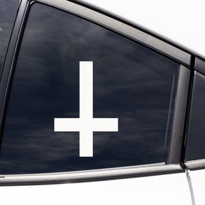 Satan Satanic Decal Sticker / Inverted Upside Down Cross / Satanism Decal Sticker / Satanic Lucifer Bottle, Car, Laptop, Sticker Decal
