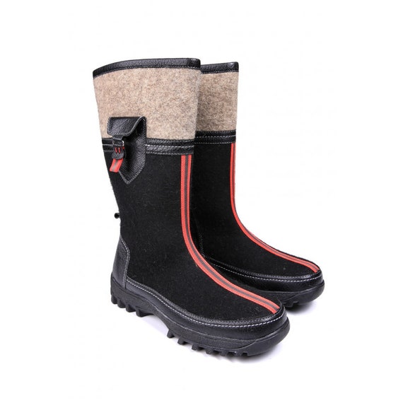 black felt boots
