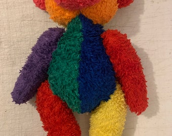 Vintage Casino Rainbow Colored 17” Teddy Bear PL300