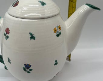 Teiera in ceramica vintage Gmunder Keramik con fiori alpini, dipinta a mano in stile austriaco, CE4