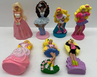 Vtg 1990s McDonald Happy Meal Barbie Mattel Toys Lot Of 7 Y6