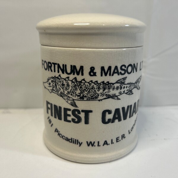 Vintage Fortnum & Mason Finest Caviar Queen Elizabeth II Grocers Crown Devon H2