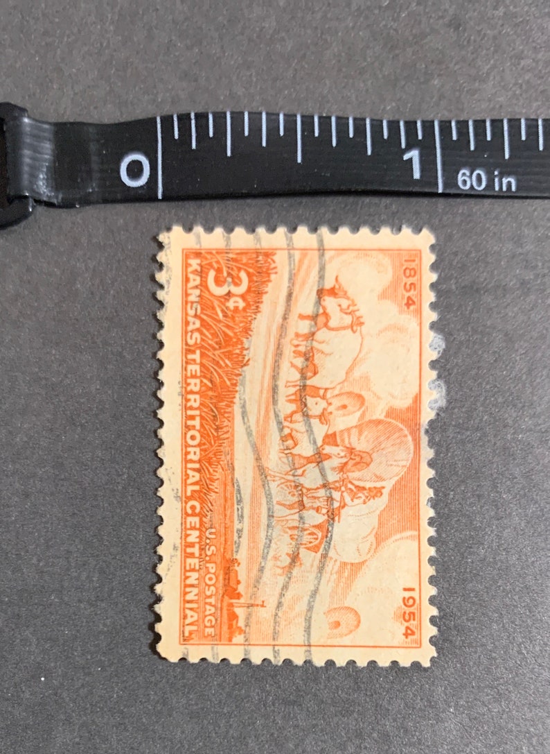 Vintage 3 Cent Stamp Kansas Territorial Centennial 1954 Used Postage
