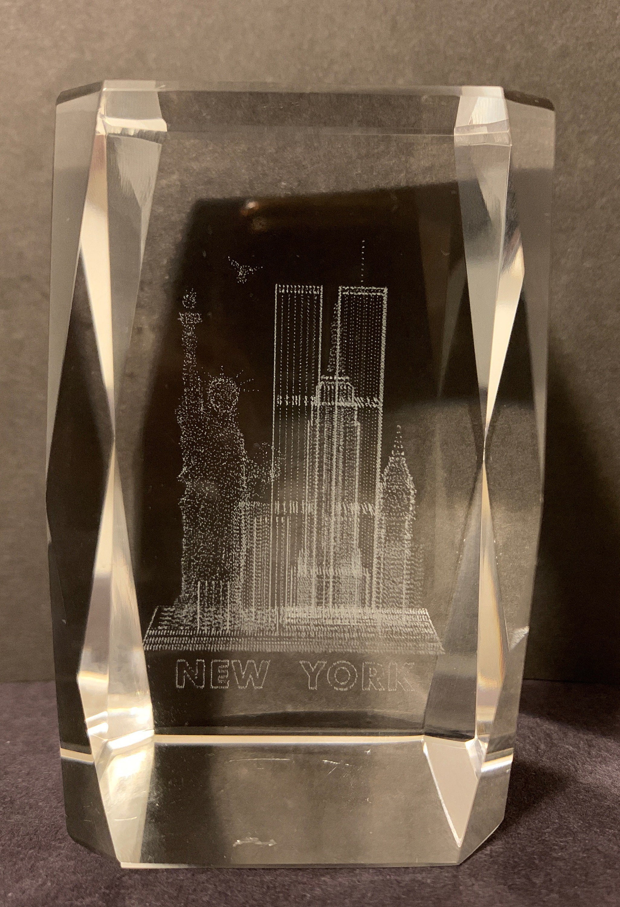 3D Vtg Laser Etch Block New York Statue Liberty Twin Towers Etsy