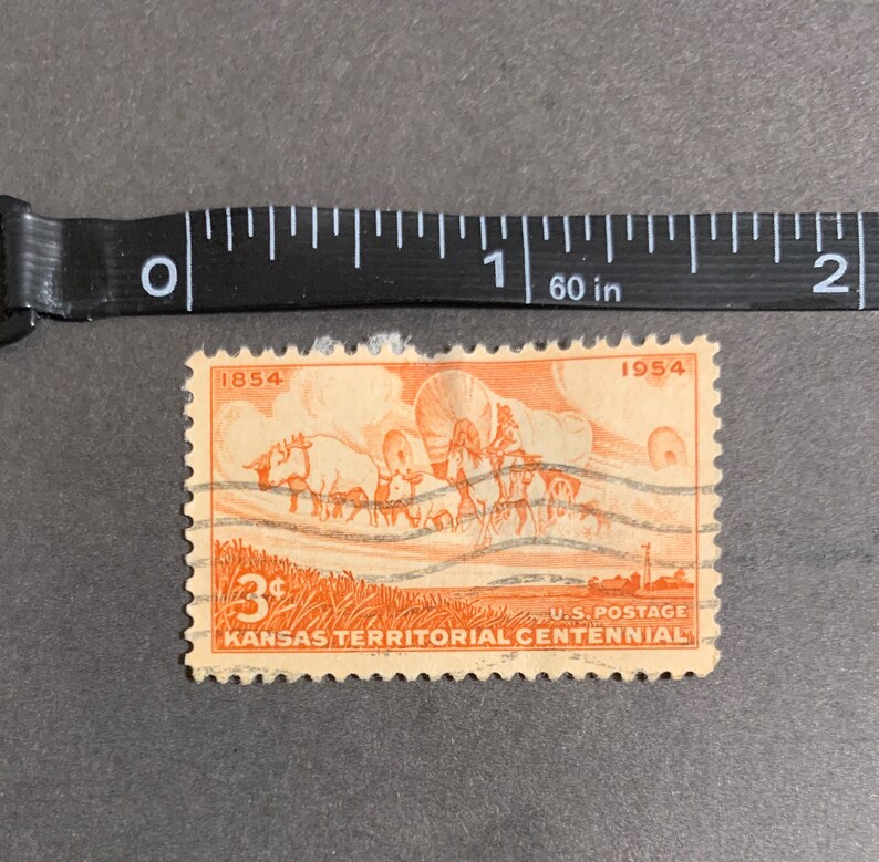 Vintage 3 Cent Stamp Kansas Territorial Centennial 1954 Used Postage
