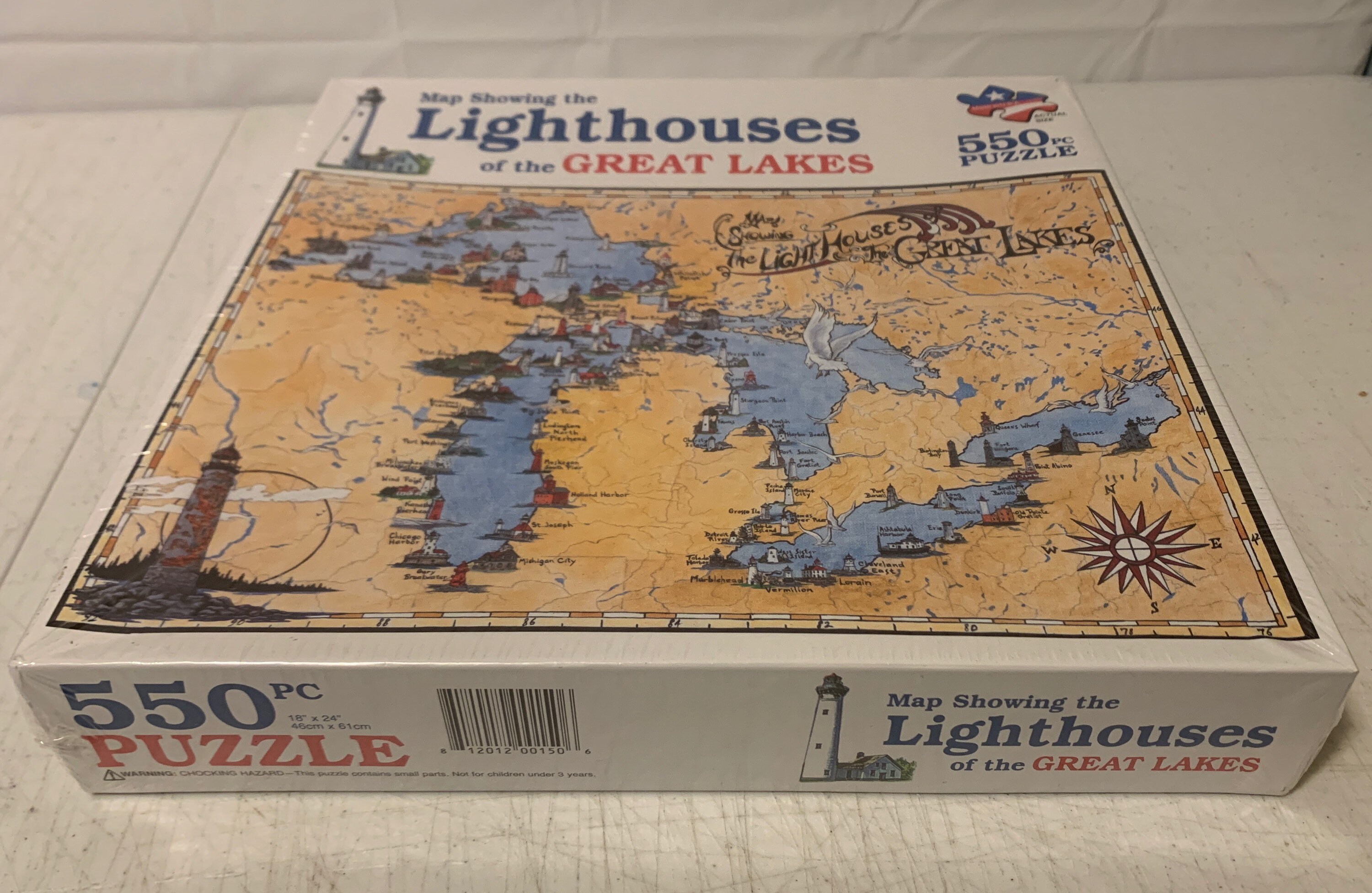 550 Puzzle Set Of Lighthouses And The Great Lakes Jigsaw Puzzle Etsy