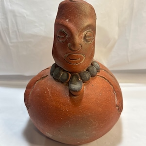 Vintage Mexico Pre-Columbia Mayan Aztec Inca Style Pottery Vase 7X5 V2