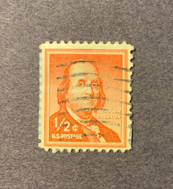 Vintage 1950s Benjamin Franklin 1/2 Cent Postage Stamp - Etsy display picture 1