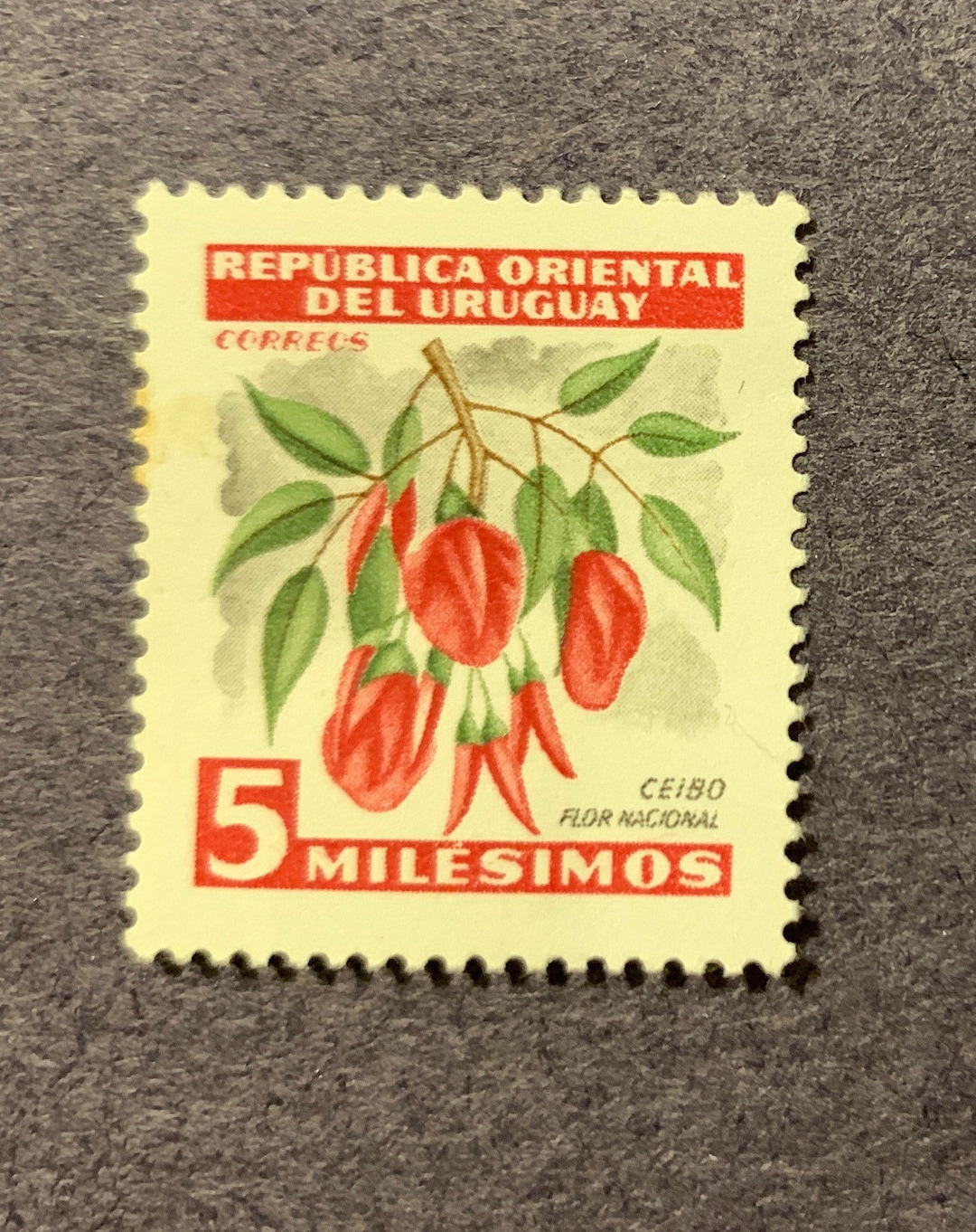 Vintage Used Postage Stamp, 1954 Uruguay Milesimo Inverted Flower Etsy