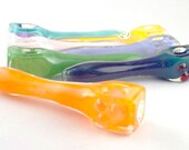 No Roll Cube Spoon Pipe in Various Colors Fritted Square Block Geometry