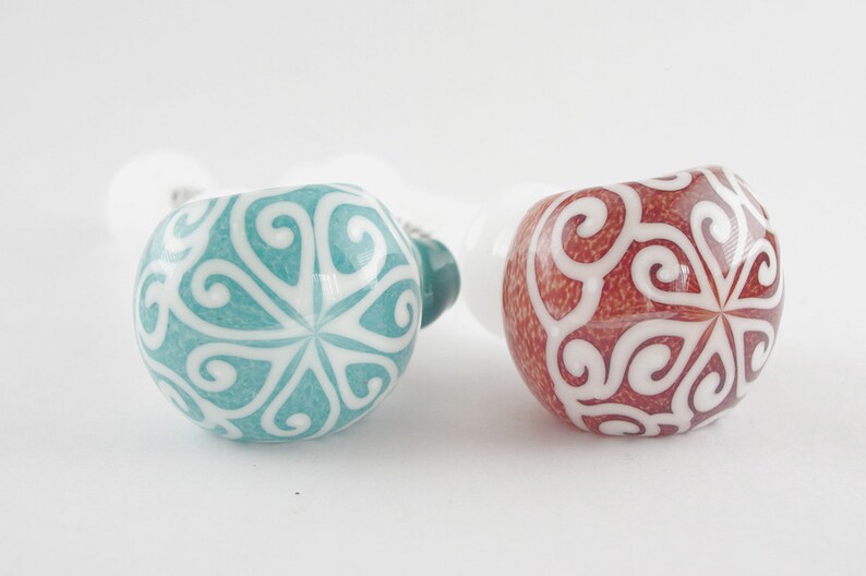 Linework Over Frit on White Glass Maria Spoon Pipe