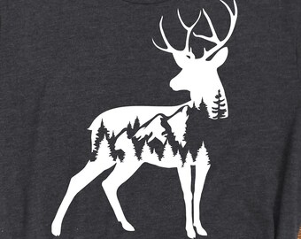 Montañas de ciervos SVG, ciervos SVG, ciervos en capas svg, tarjetas de ciervos svg, glowforge deer svg file, cabeza de ciervo svg, caza de ciervos svg, ciervos mula svg