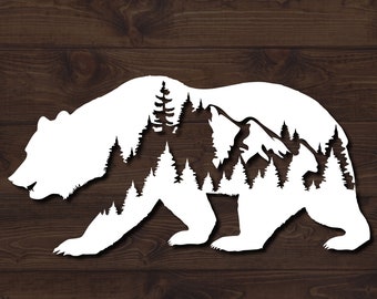 Bear SVG Mountains SVG Bear Mountains Bear Trees Svg Bear Clipart Svg Bear Pine Tree SVG Nature Svg Adventure Svg Animal Svg Tumbler Svgs