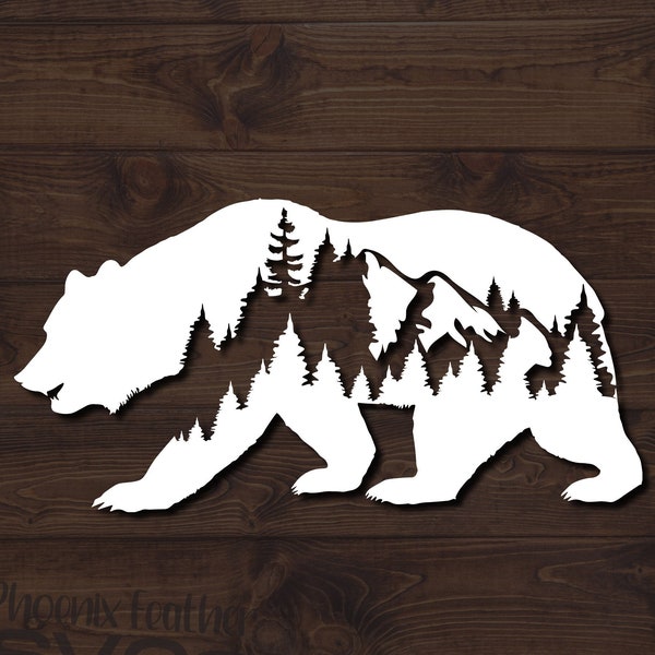 Bear SVG Mountains SVG Bear Mountains Bear Trees Svg Bear Clipart Svg Bear Pine Tree SVG Nature Svg Adventure Svg Animal Svg Tumbler Svgs