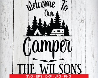Camping SVG Camper SVG Family Name SVG Mailbox Monogram svg Split Monogram svg rv Tent svg Camper svg Family Sign svg Files for Cricut Files