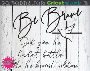 Be Brave SVG Christian SVG Faith SVG Files Motivational Svg Religious Svg Faith Printable Bible Verse Svg Spiritual Svg Cut File Jesus Svg