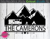 Camping SVG Family Name SVG Mailbox Monogram SVG Split Monogram svg rv Tent svg Camper svg Family Sign Last Name svg Files for Cricut Files