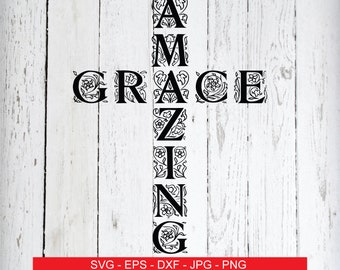 Amazing Grace Cross SVG Christian SVG Cross SVG Cricut Svg Jesus Svg Bible Verse Svg Faith Cross Religious Svg Files Grace Svg Bible Svg