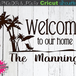 Beach Welcome Sign SVG Family Name SVG Last Name SVG Mailbox Monogram Svg Beach Scene Sign Svg Front Porch Sign Svg File for Cricut File