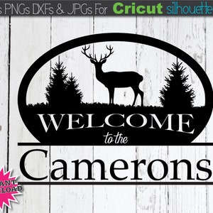 Deer SVG Welcome Sign SVG Welcome SVG File Deer Mailbox Decal Svg File Family Name Svg Last Name Svg Porch Sign Svg files for Cricut Files