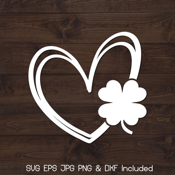 Saint Patricks Day Heart SVG PNG Shamrock Svg File St Pattys Day Svg Heart Svg Four Leaf Clover Svg St Patricks Day Clover SVG Cricut Files