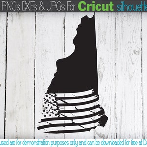 New Hampshire State SVG Files New Hampshire Silhouette with US svg Flag Silhouette Cricut Cut Files USA Vector New Hampshire Vector nh Map