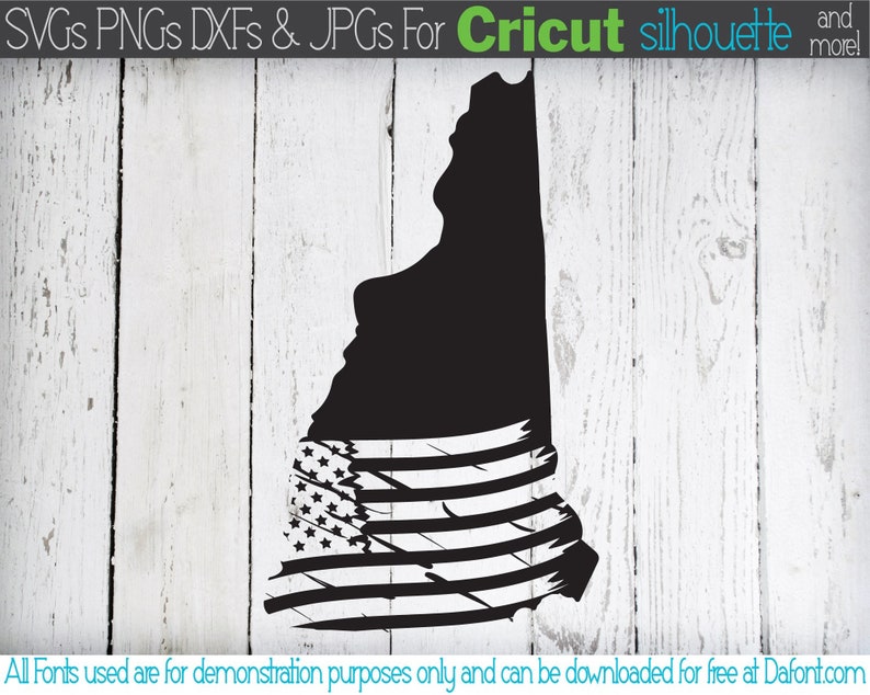 New Hampshire State SVG Files New Hampshire Silhouette With US Svg Flag ...